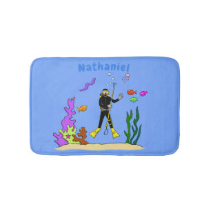 Alfombrilla De Baño Divertido buceador de scuba y personalizado de cri
