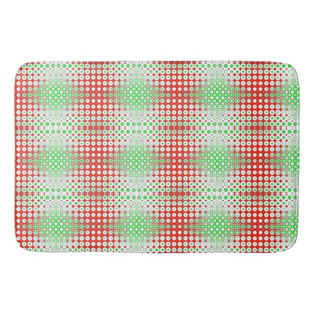 Alfombrilla De Baño Divertido, funky retro verde, rojo, amarillo patró (Anverso)