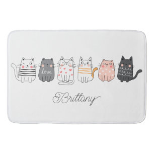Alfombrilla De Baño Divertido lindo gato dibujo loco gato Lady Hogar