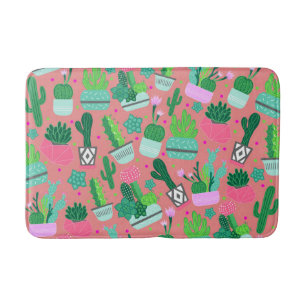 Alfombrilla De Baño Divertido patrón de cactus rosa femenino del suroe