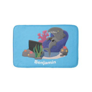 Alfombrilla De Baño Divertido tiburón viendo al personalizado de telev