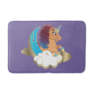Alfombrilla De Baño Divino el Unicornio Luna y Nubes