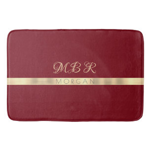 Alfombrilla De Baño DIY Fancy Gold Monograma Nombre YelGold Stripe Mar