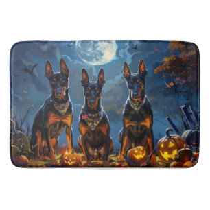 Alfombrilla De Baño Dóberman Halloween espeluznante