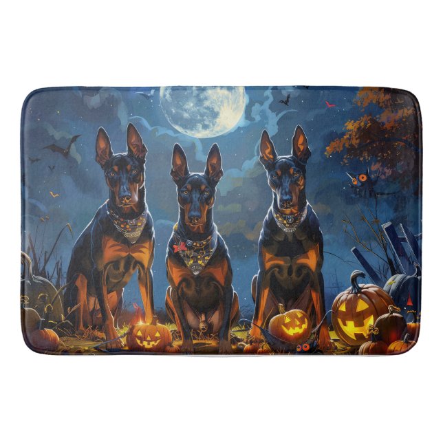 Alfombrilla De Baño Doberman Halloween Spooky (Anverso)