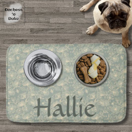Alfombrilla De Baño Dog Placemat - Sage Green Botanical, Personalized 