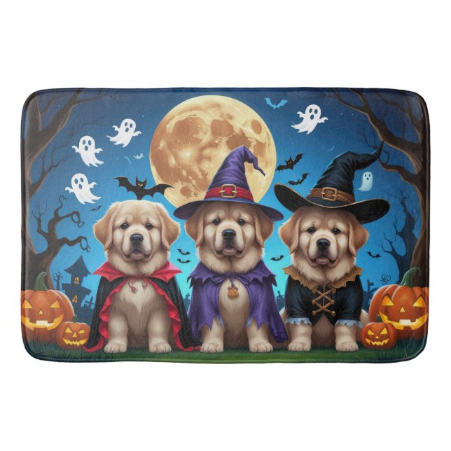 Alfombrilla De Baño Dogs de Terranova Calabaza Halloween Funny (Anverso)