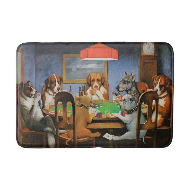 Alfombrilla De Baño Dogs Playing Poker by Cassius Marcellus Coolidge's (Anverso)