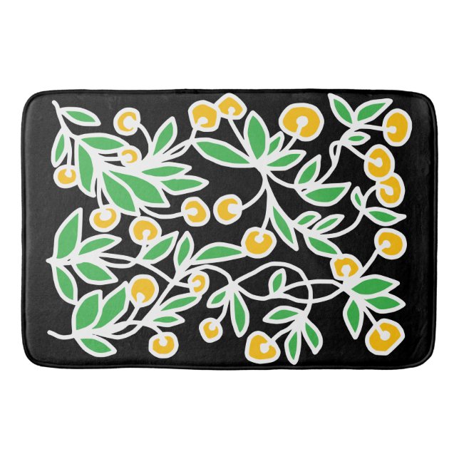 Alfombrilla De Baño Doodle amarillo y verde (Anverso)