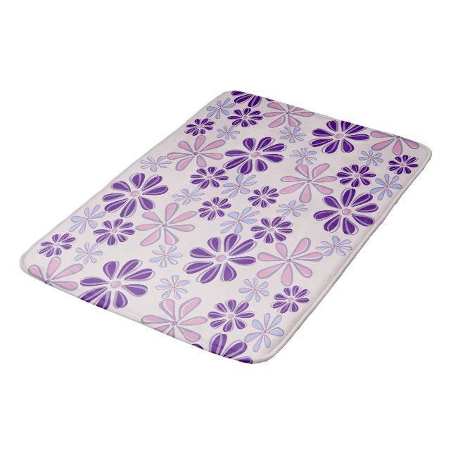 Alfombrilla De Baño Doodle de la flor índigo rosa (Angular)