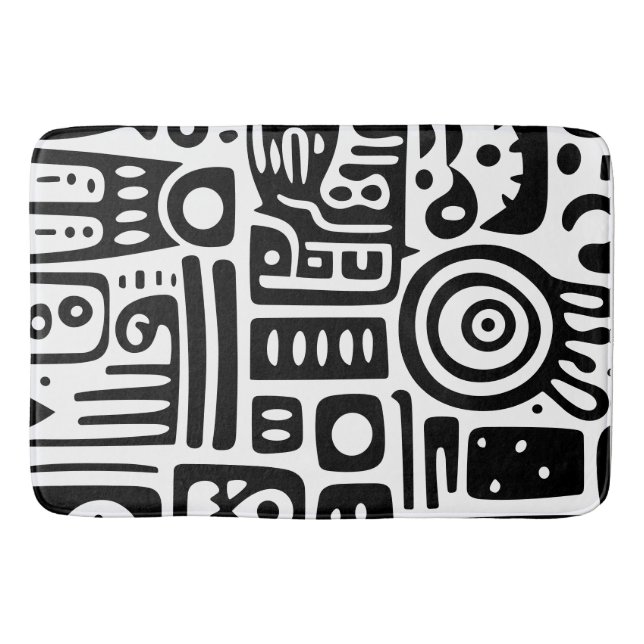 Alfombrilla De Baño Doodle en negro y blanco 1 de 4 (Anverso)