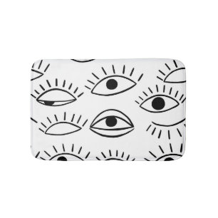 Alfombrilla De Baño Doodle eye, patrón creativo sin costuras.