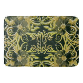 Alfombrilla De Baño dorado, flor, fantasía, elegante, patrón, sutil,