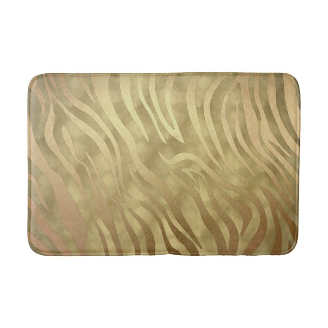 Alfombrilla De Baño Dorado Lujo Lujoso Zebra Jungle Safari Glam (Anverso)