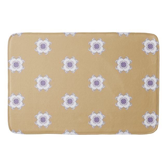 Alfombrilla De Baño Dorado morado estilo floral marrón arte fractal (Anverso)