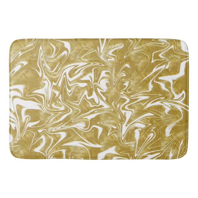Alfombrilla De Baño Dorado y Elegante Glam Marble Swirl (Anverso)