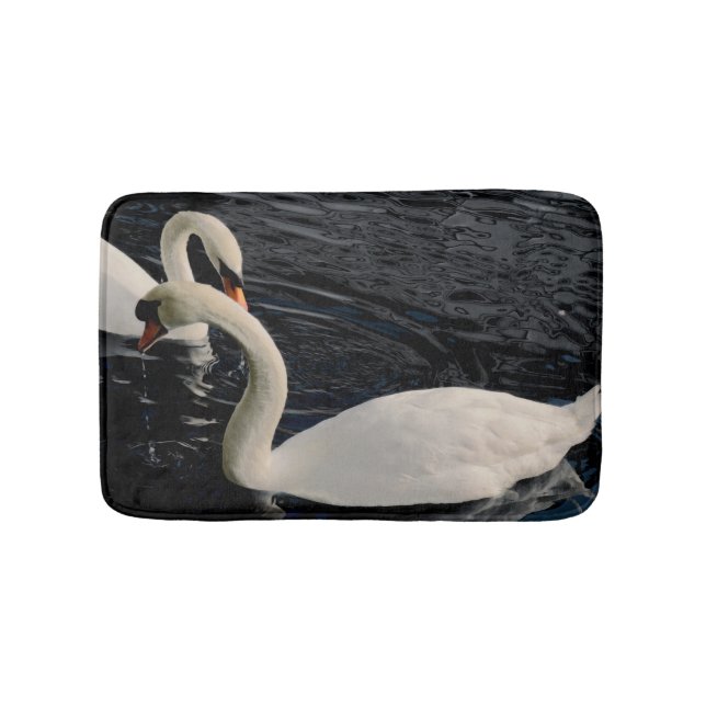 Alfombrilla De Baño Dos cisnes en el lago (Anverso)