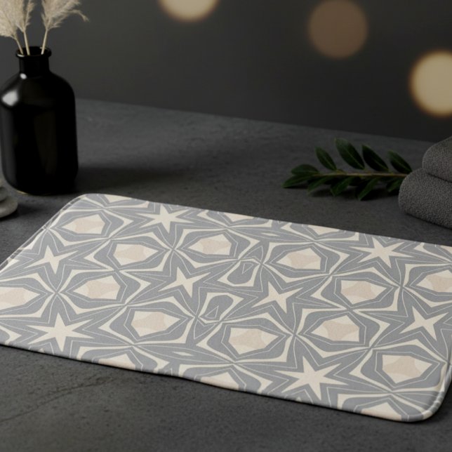 Alfombrilla De Baño Dos Estrellas De Crema Beige Y Gris Tonados (Bathmats that say ‘you’re the main character. Strong timeless design for the strong and fearless.)