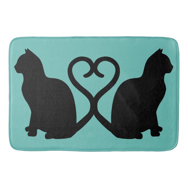 Alfombrilla De Baño Dos gatos enamorados Silhouette Bath Mat (Anverso)