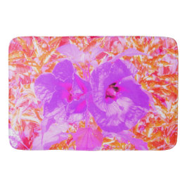 Alfombrilla De Baño Dos hibiscus loco de ciruela morada y caliente en 