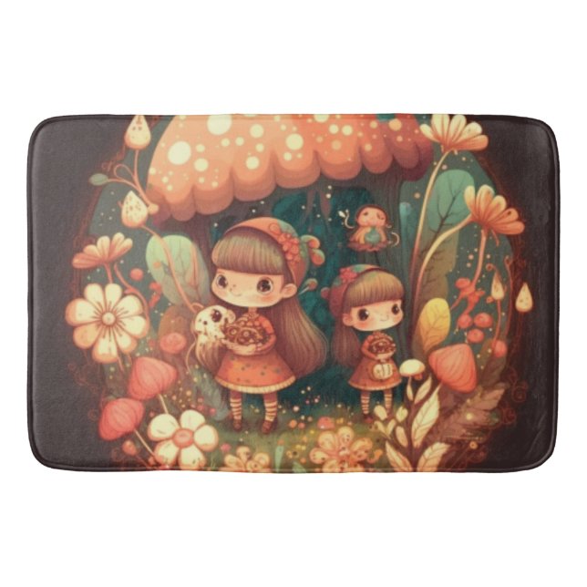 Alfombrilla De Baño Dos lindas niñas elefantes (Anverso)