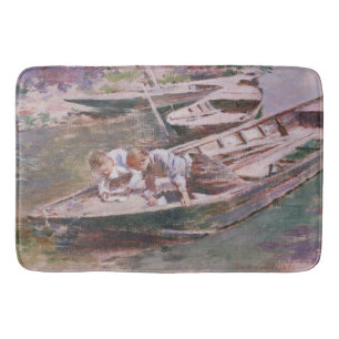 Alfombrilla De Baño Dos niños en un bote (por Theodore Robinson)