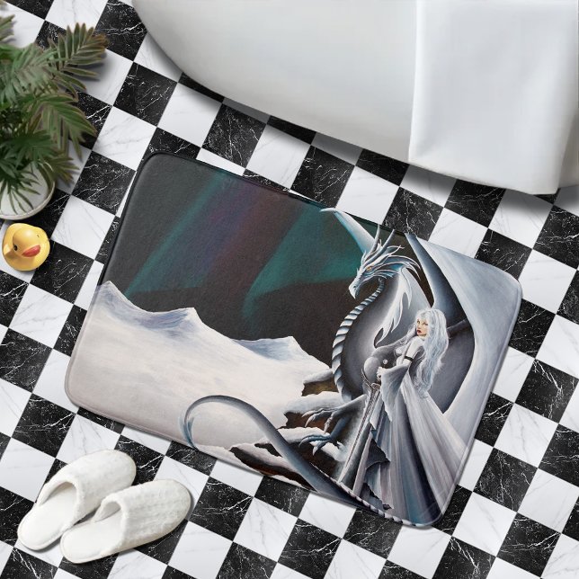 Alfombrilla De Baño Dragón blanco Fantasy Auroras (Subido por el creador)