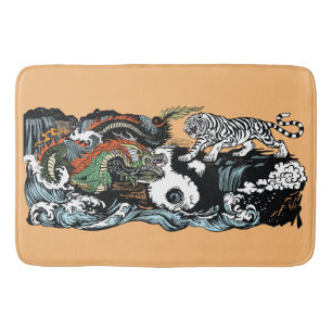 Alfombrilla De Baño Dragón chino contra tigre
