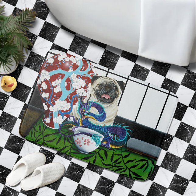 Alfombrilla De Baño Dragón chino de perro de pug (Subido por el creador)