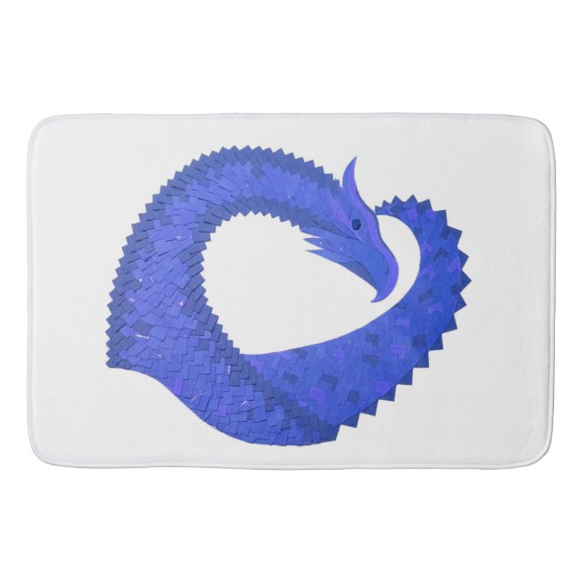 Alfombrilla De Baño Dragón del corazón azul sobre blanco (Anverso)