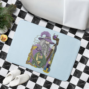 Alfombrilla De Baño Dragón Mago Celta Fantasía Púrpura