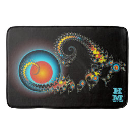 Alfombrilla De Baño Dragon Moon Modern Fractal Art con Monograma