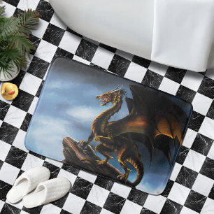 Alfombrilla De Baño Dragón negro de oro de cobre