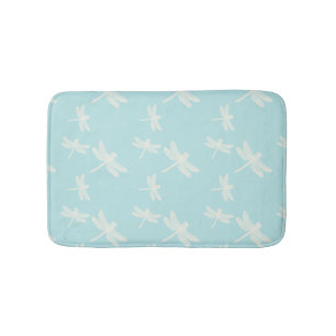 Alfombrilla De Baño Dragonflies Blue Cream Pattern
