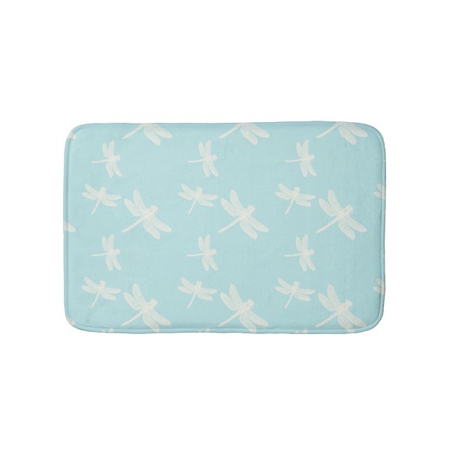Alfombrilla De Baño Dragonflies Blue Cream Pattern (Anverso)
