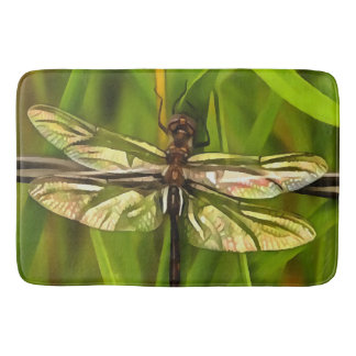 Alfombrilla De Baño Dragonfly Artificial En Marrón Y Amarillo En Verde