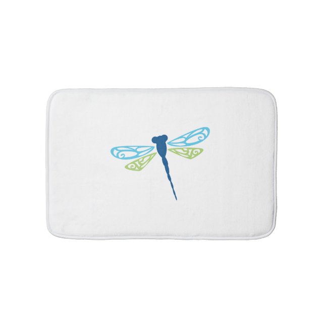 Alfombrilla De Baño Dragonfly azul y verde (Anverso)