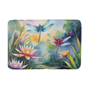 Alfombrilla De Baño Dragonfly Pond Lili pads Dragonflies