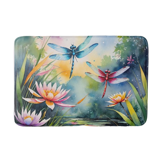 Alfombrilla De Baño Dragonfly Pond Lili pads Dragonflies (Anverso)