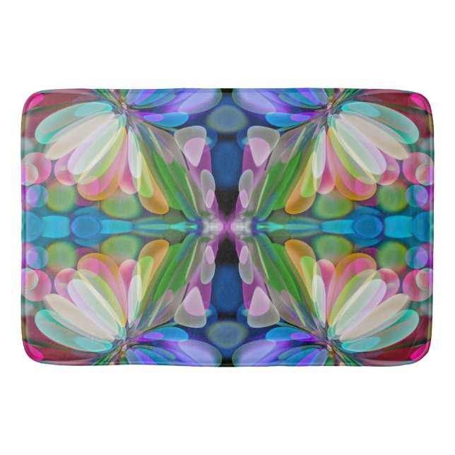 Alfombrilla De Baño Dragonfly Wildflower Garden Abstract Floral (Anverso)