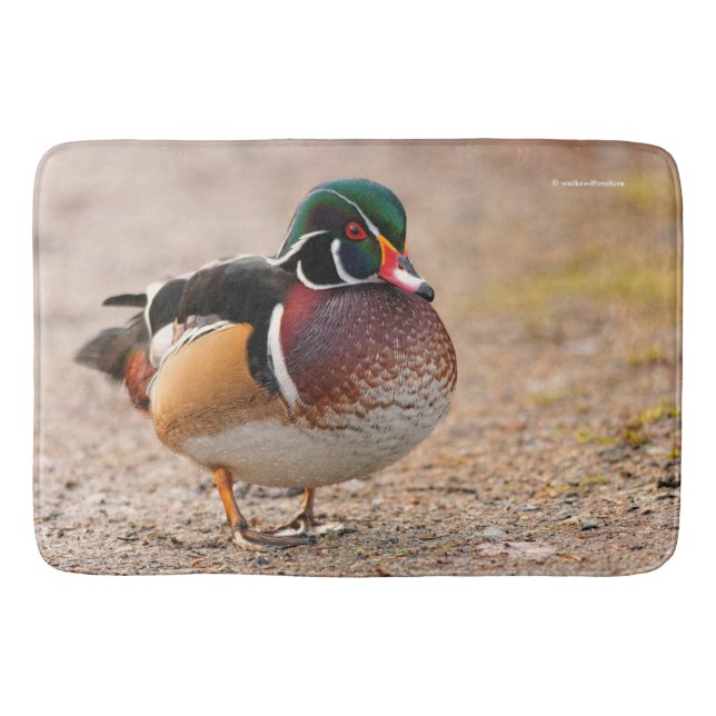 Alfombrilla De Baño Drake de pato de madera sobre grava (Anverso)