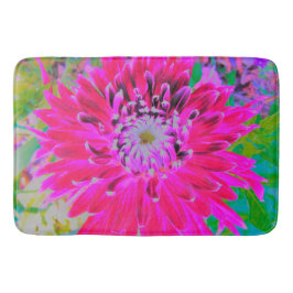 Alfombrilla De Baño Dramática flor de Dahlia roja y rosa