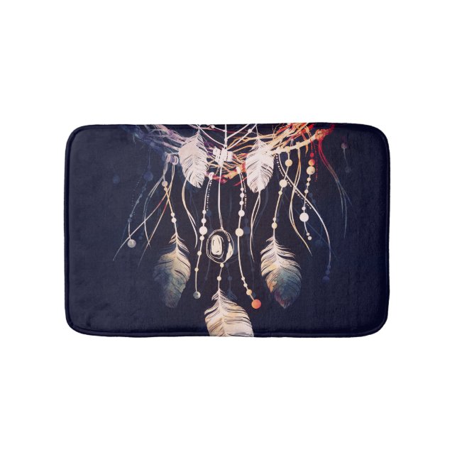 Alfombrilla De Baño Dreamcatcher, ramas, estilo boho, arte digital. (Anverso)