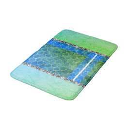 Alfombrilla De Baño Dreamy Blue Green Mermaid Diamond Bling