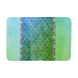 Alfombrilla De Baño Dreamy Blue Green Mermaid Diamond Bling