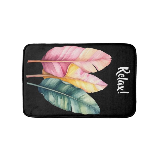 Alfombrilla De Baño Drei Bananen Blätter in Pastellfarben  (Anverso)