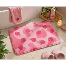 Alfombrilla De Baño Dulce patrón de vaca de fresa Kawaii