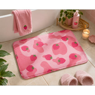 Alfombrilla De Baño Dulce patrón de vaca de fresa Kawaii
