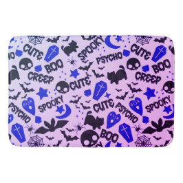Alfombrilla De Baño Dulce y Divertido Morado, Azul y Negro Halloween