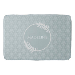 Alfombrilla De Baño Dusty Blue Elegant Damask Personalizado